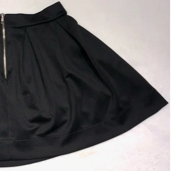 Black Flowy Mini Skirt with Back Zipper - Picture 6 of 9